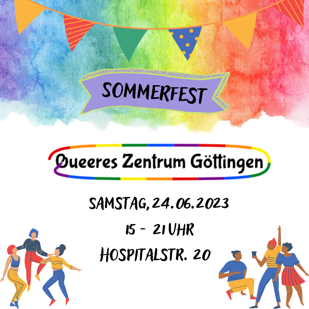 Einladung Queeres Zentrum Sommerfest: 24.06.23 15-21 Uhr, Hospitalstraße 20