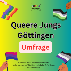 Umfrage der Queeren Jungs Göttingen, Bild mit Pride Flags