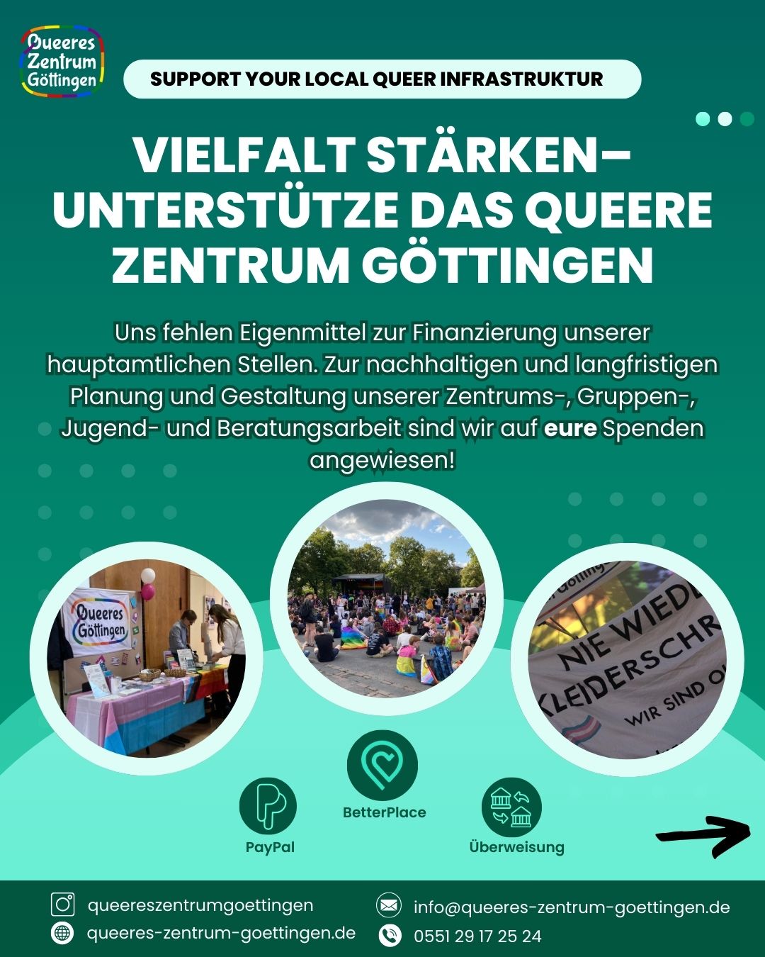 You are currently viewing Jetzt spenden: Vielfalt stärken– Unterstütze das Queere Zentrum Göttingen