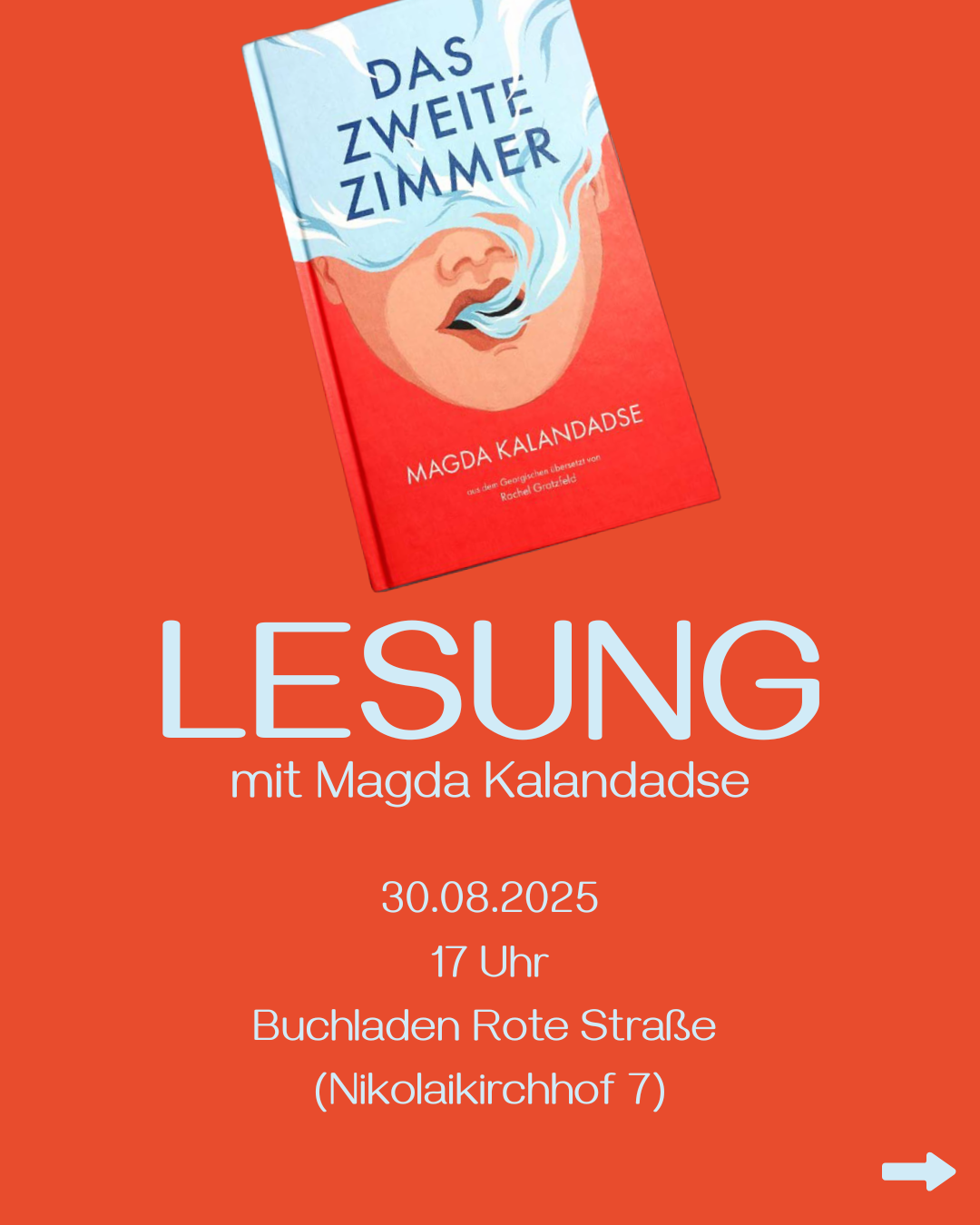 You are currently viewing Lesung von „Das zweite Zimmer“ mit Autorin Magda Kalandanse!